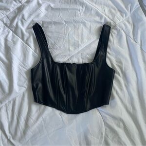 Black Faux Leather Top